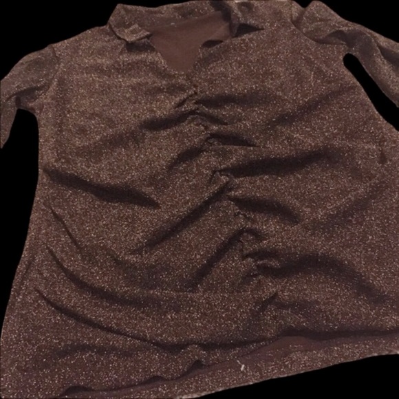 Willi Smith Gold & Brown Sparkle Blouse - Picture 4 of 9